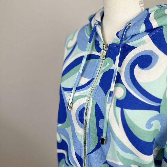 Hill House Allie Zip Up Sweatshirt Hoodie Kaleidoscopic Beach Blue Fleece S NWT - Picture 12 of 15